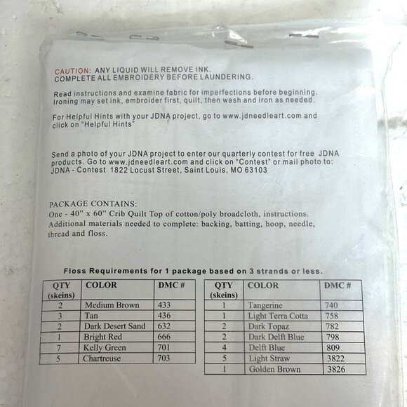 Rare Jack Dempsey Needle Art Item #4060 Crib Quilt Top 40” x 60” NWT - Picture 4 of 6